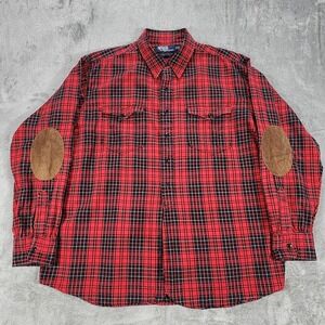 Polo Ralph Lauren Shirt Mens XL Red Plaid Woodsman Workshirt Elbow Patches